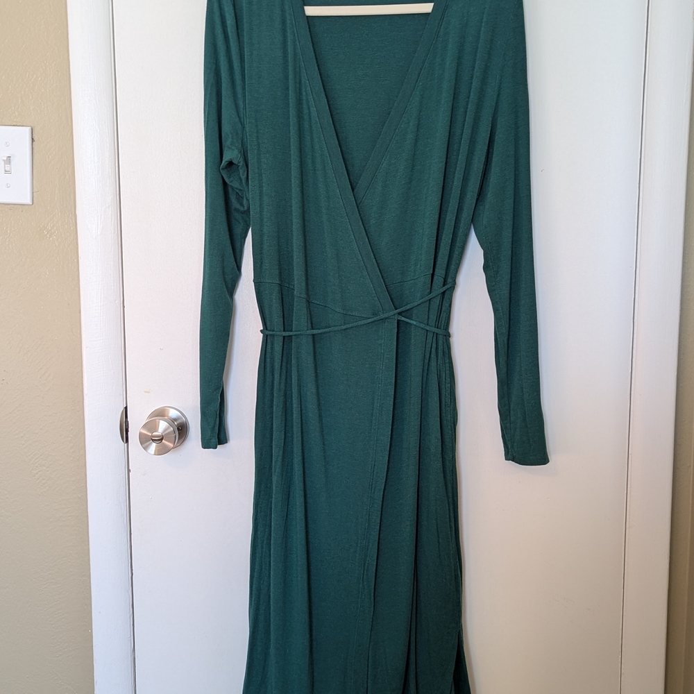Prana Green Long Sleeve Wrap Dress